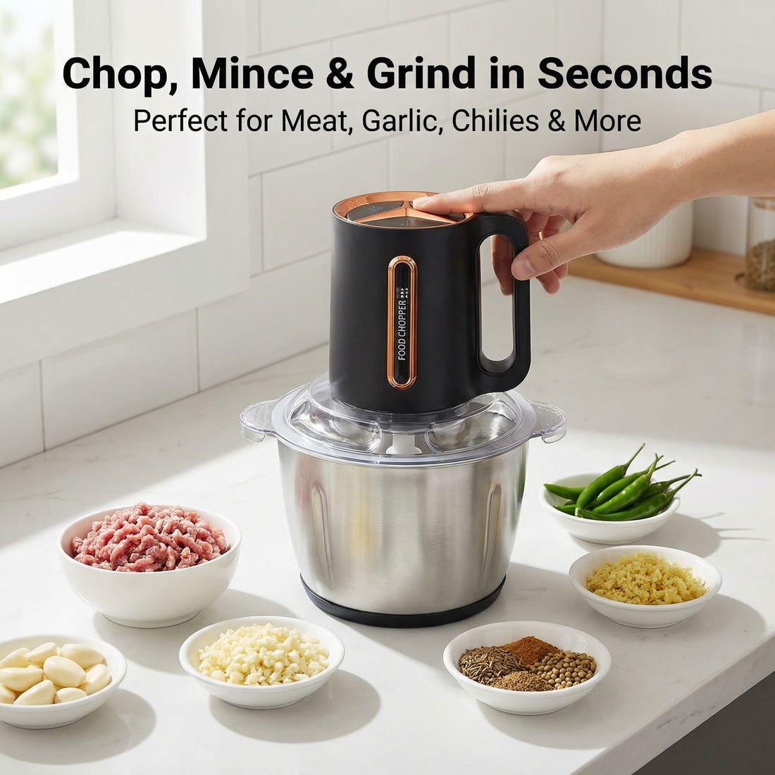 Electric Food Chopper – Chop, Mince &amp; Grind in Seconds